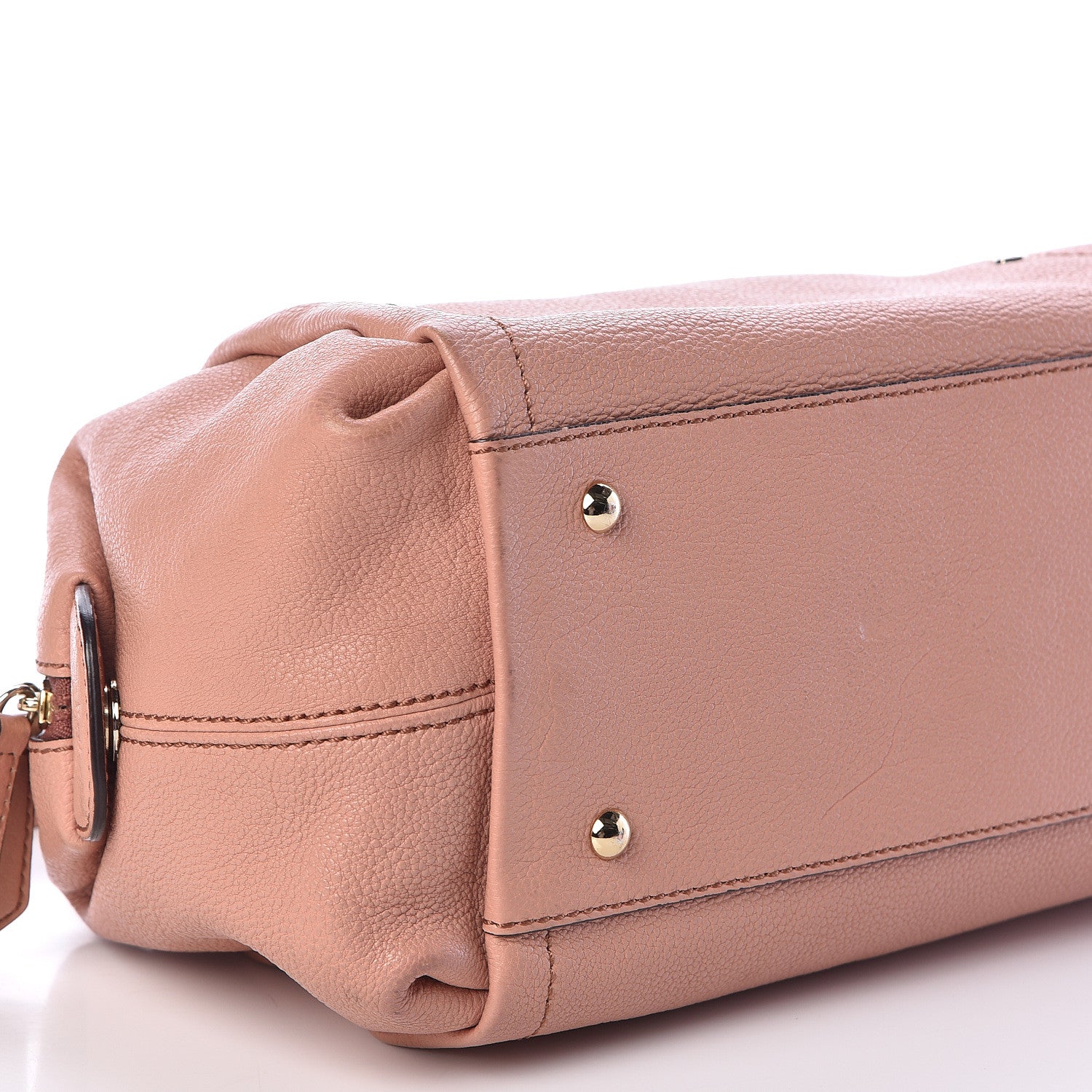 MCM Calfskin Bowler Bag Pink 9 of 10