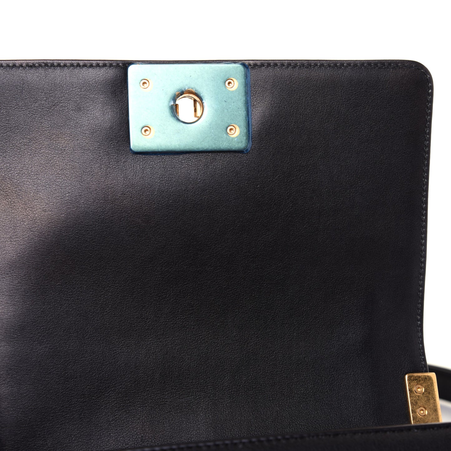 Calfskin Quilted Small Boy Flap Black