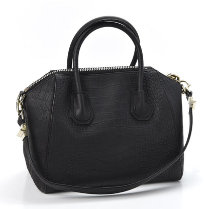 Givenchy Nubuck Crocodile Embossed Medium Antigona Black 2 of 9