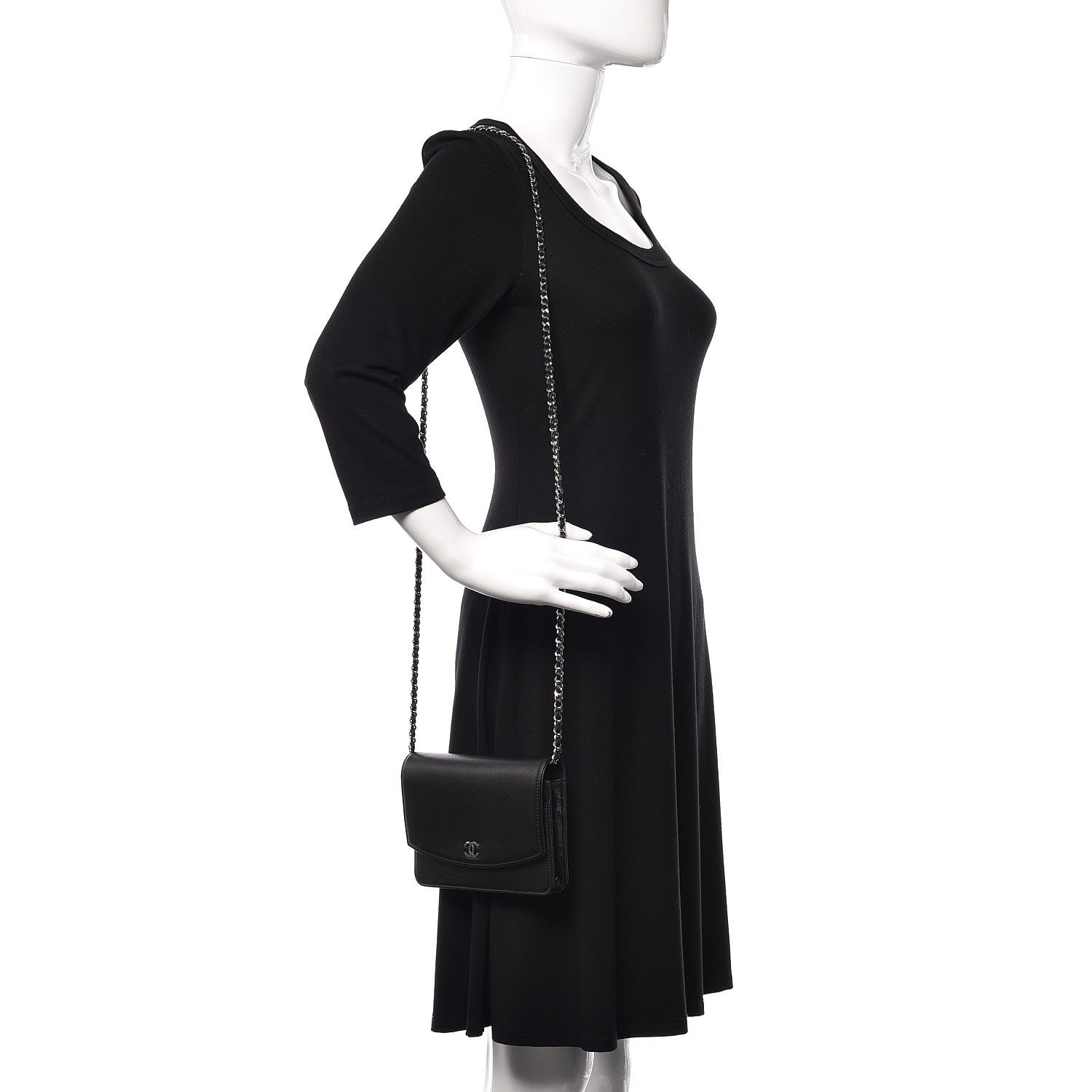 Chanel Caviar Sevruga Wallet On Chain WOC Black 2 of 11