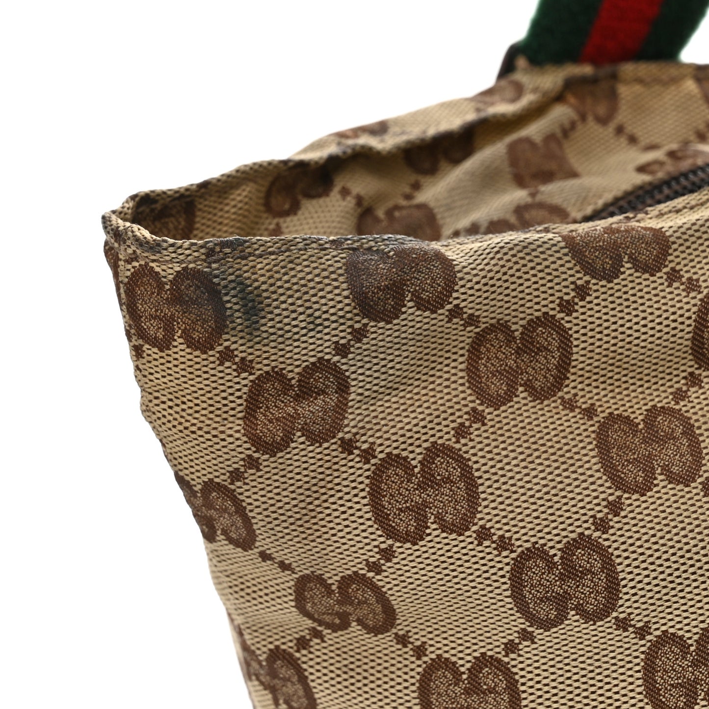 GG Monogram Small Web Handle Bucket Tote Dark Brown