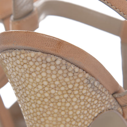 Saint Laurent Calfskin Stingray Embossed Tribute 105 Platform Sandals 37 Natural 11 of 15