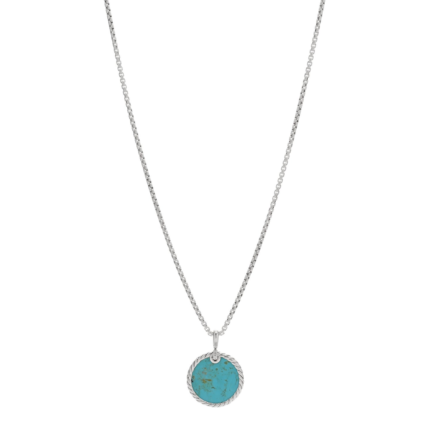 Sterling Silver Diamond Turquoise Mother of Pearl Elements Disc Pendant Necklace