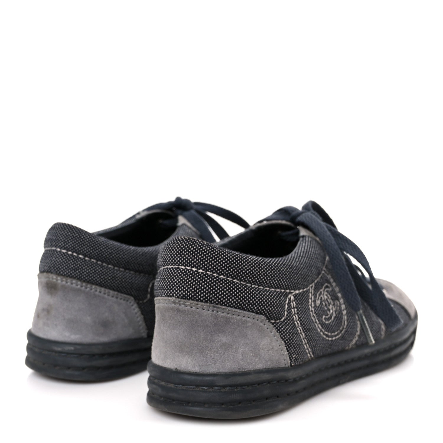 Chanel Toile Suede Calfskin CC Low Top Sneakers 36 Dark Grey 5 of 11
