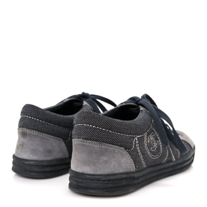 Chanel Toile Suede Calfskin CC Low Top Sneakers 36 Dark Grey 5 of 11