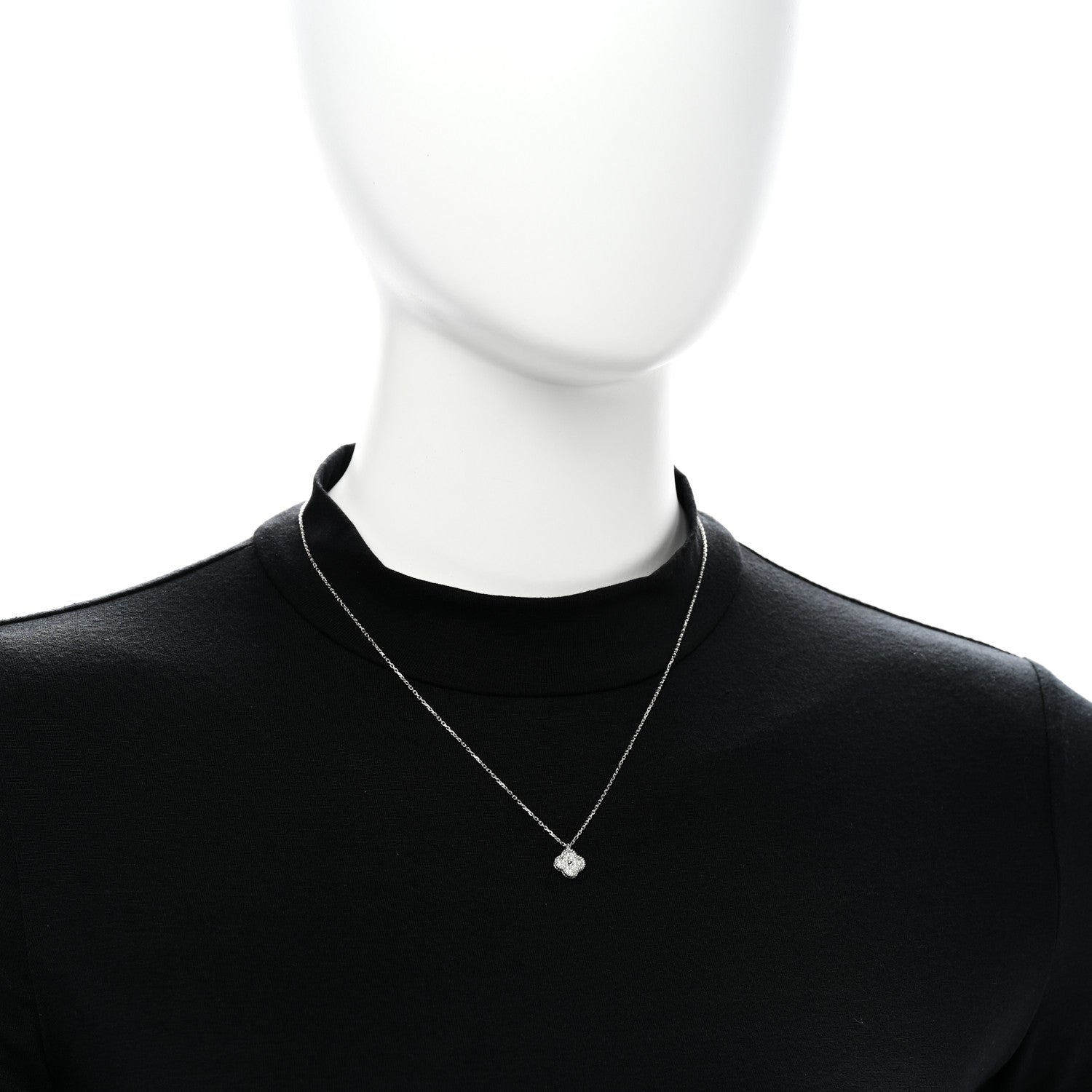 Van Cleef & Arpels 18K White Gold Diamond Sweet Alhambra Pendant Necklace 2 of 6