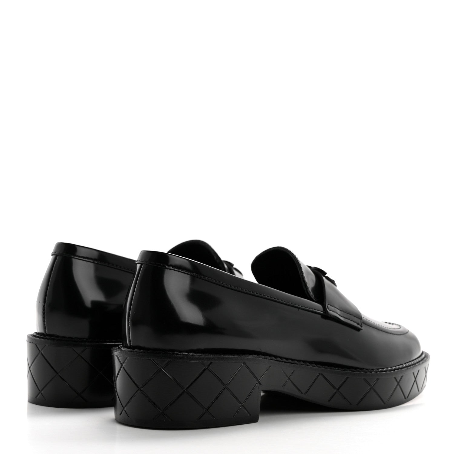 Chanel Shiny Calfskin Quilted CC Mocassin Loafers 38 Black 4 of 9