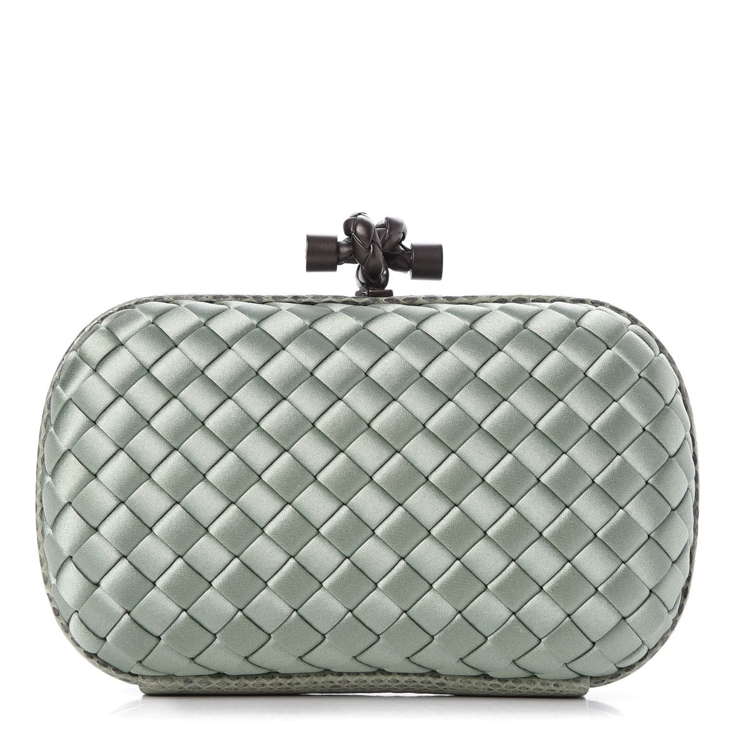Satin Intreccio Impero Ayers Knot Clutch Green