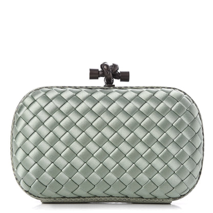 Bottega Veneta Satin Intreccio Impero Ayers Knot Clutch Green 1 of 6