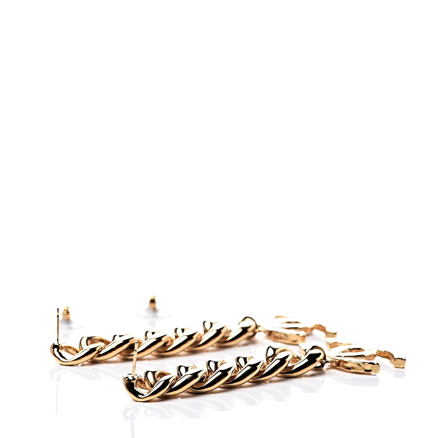 Metal CC Pick Drop Earrings Gold