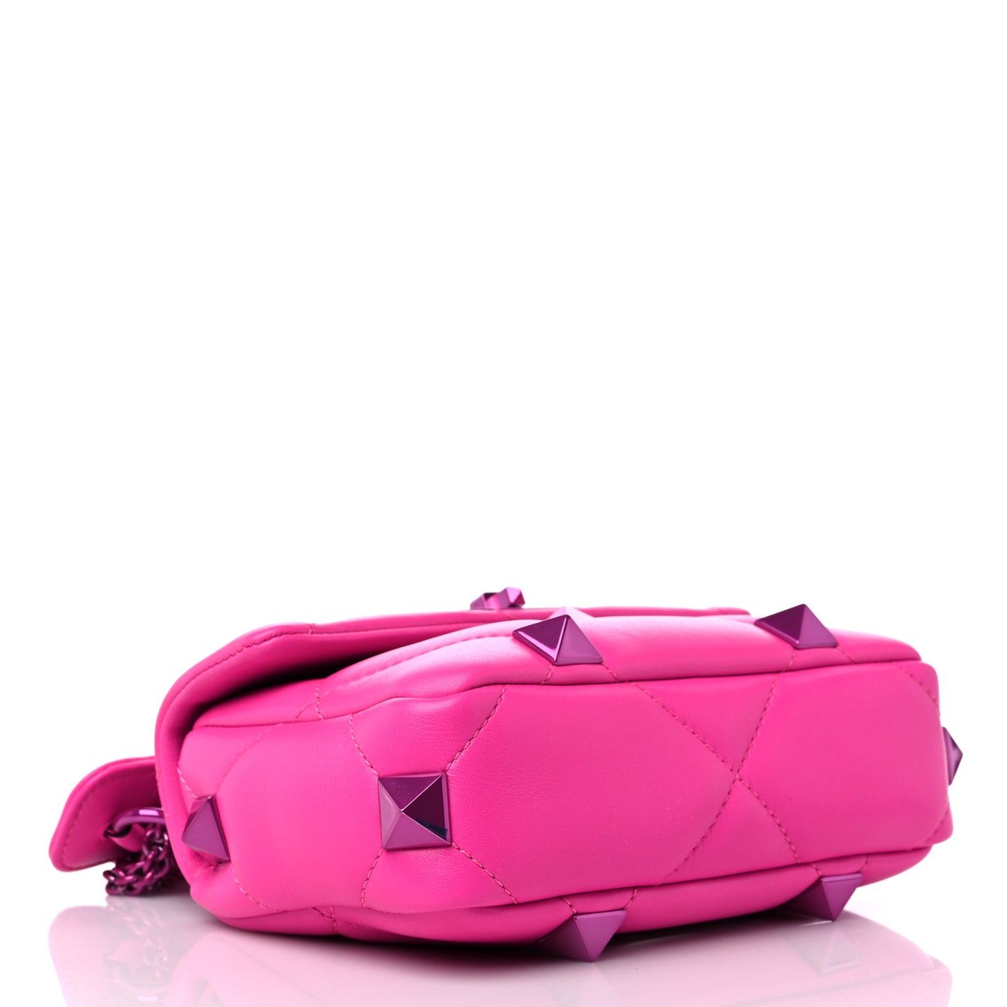 Nappa Lacquer Monochrome Small Roman Stud Shoulder Bag Pink PP