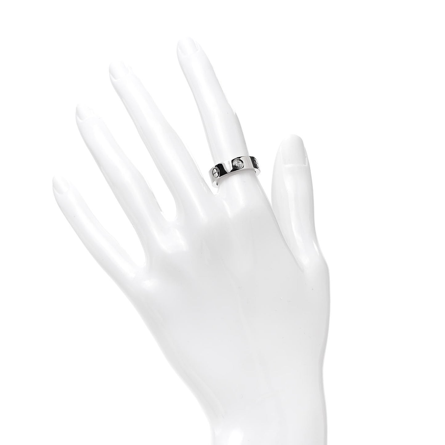 18K White Gold 3 Diamond 5.5mm LOVE Ring 50 5.25