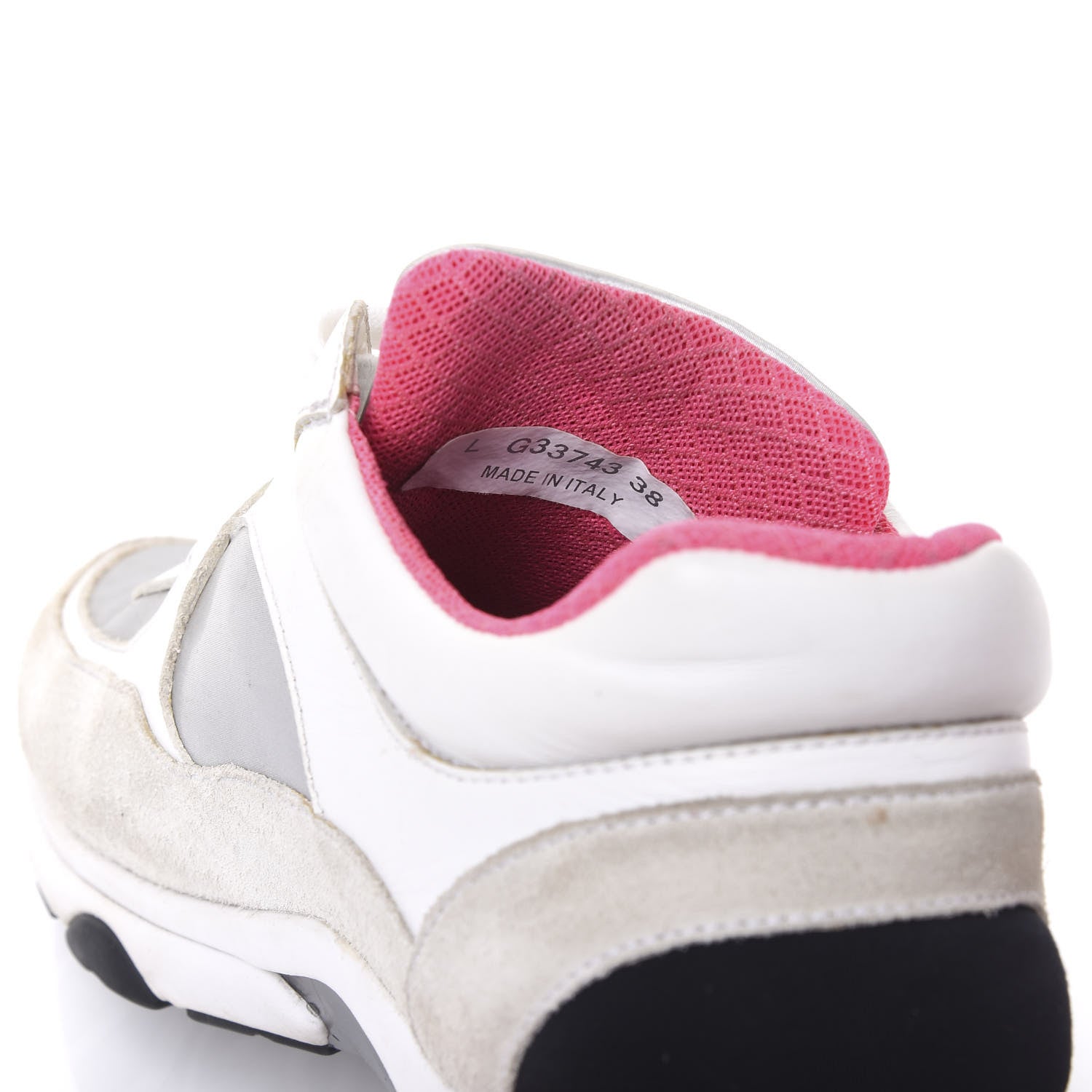 Chanel Suede Calfskin CC Sneakers 38 White Silver Fluo Pink 8 of 10