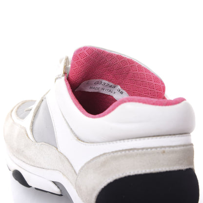 Chanel Suede Calfskin CC Sneakers 38 White Silver Fluo Pink 8 of 10