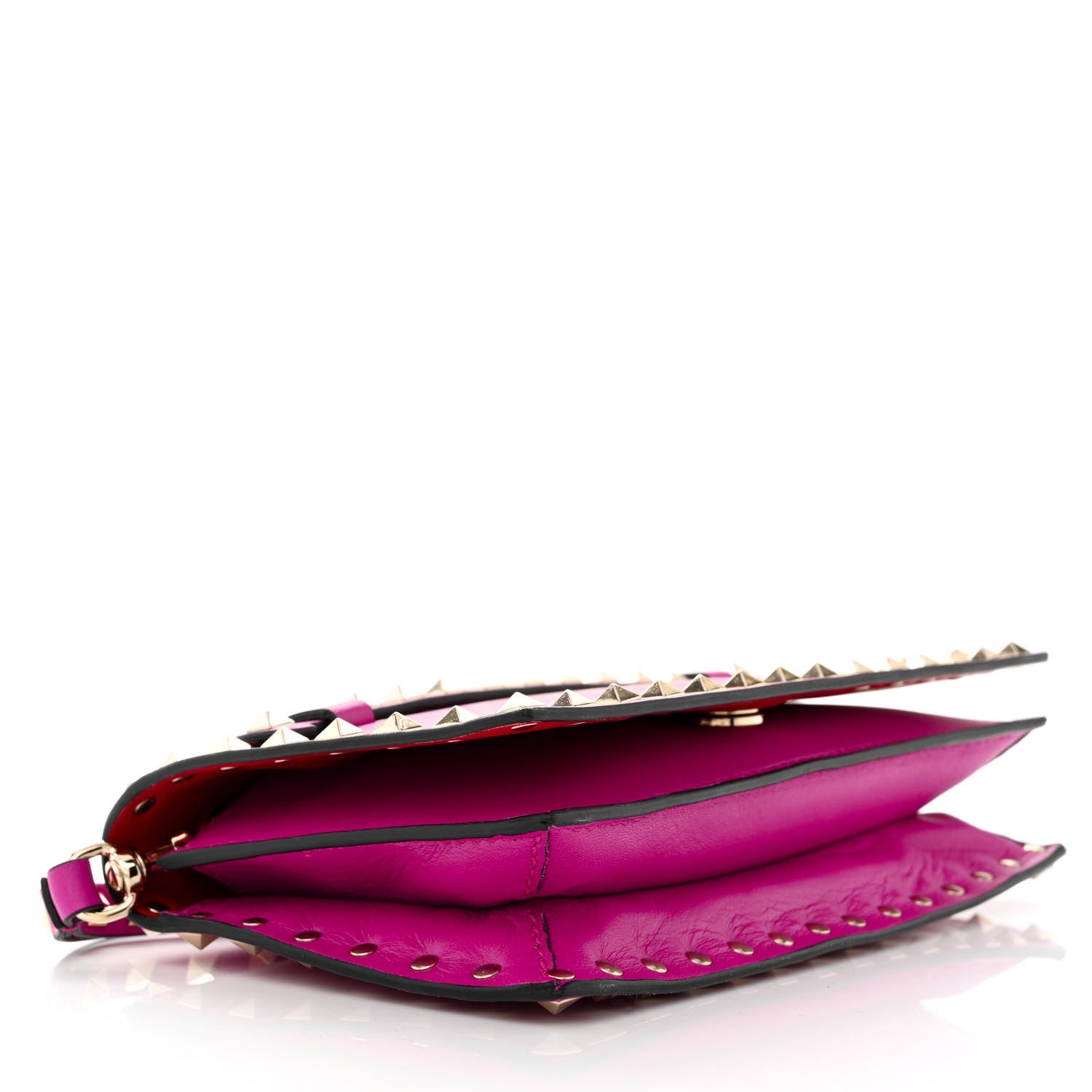 Valentino Garavani Nappa Small Rockstud Wristlet Clutch Fuxia 4 of 10