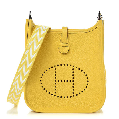 Hermes Taurillon Clemence Amazone Evelyne TPM Jaune De Naples White 1 of 9