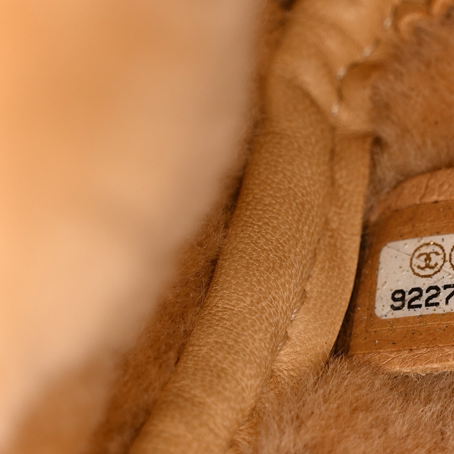 Shearling Suede Quilted Small Fur Flap Metallic Bronze