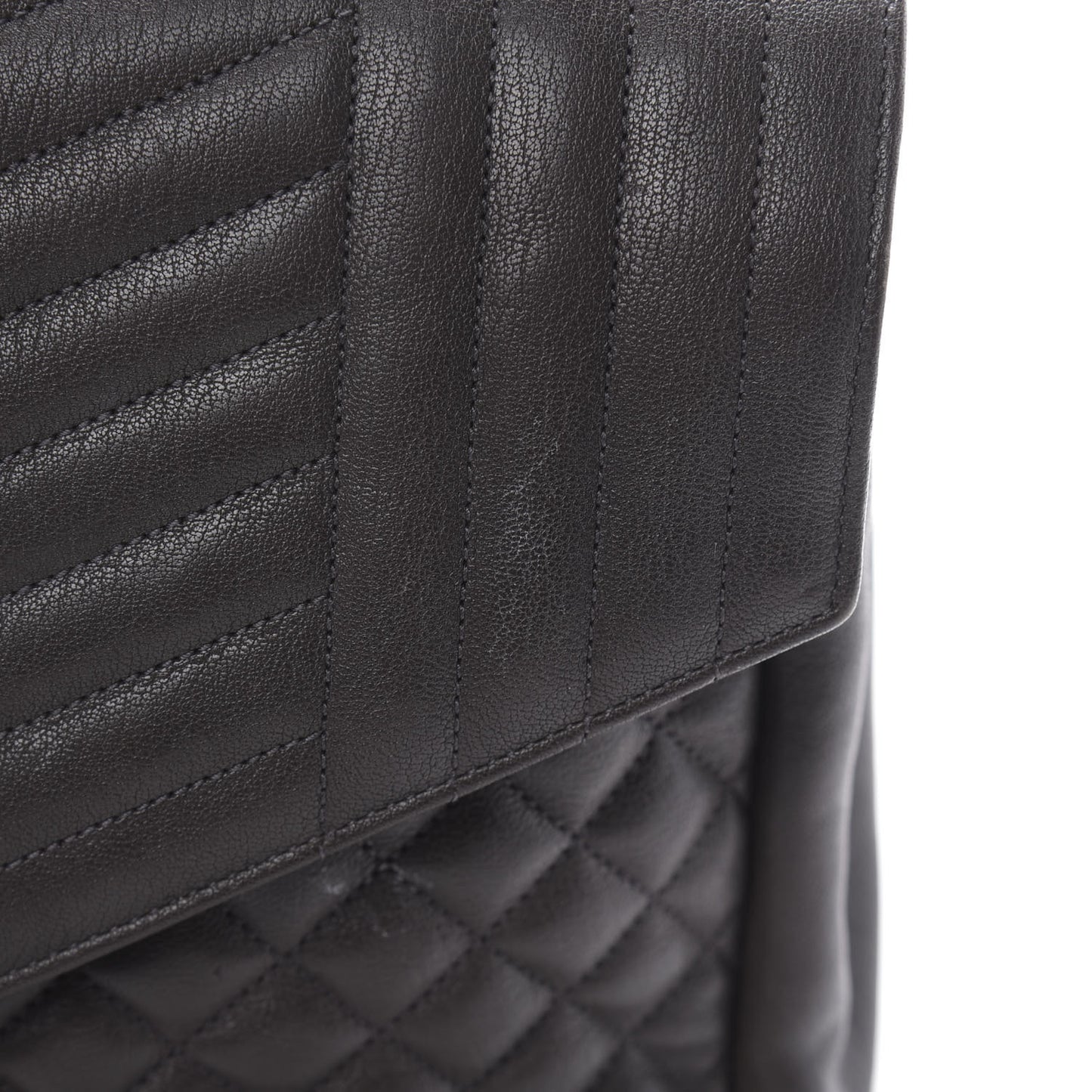Sheepskin Tri-quilt Monogram Large College Satchel Asphalt