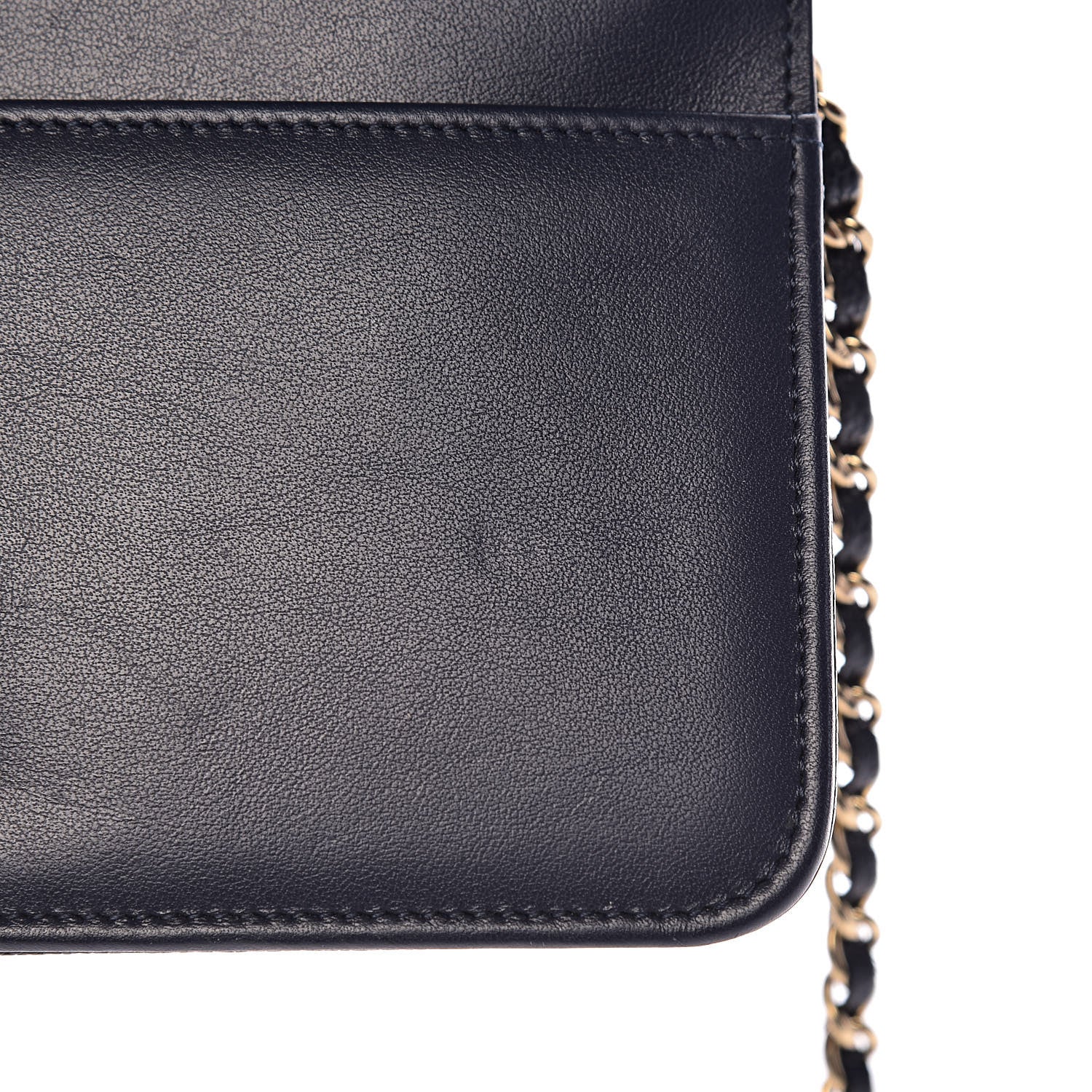 Chanel Caviar Chevron Quilted Boy Wallet On Chain WOC Blue 8 of 14