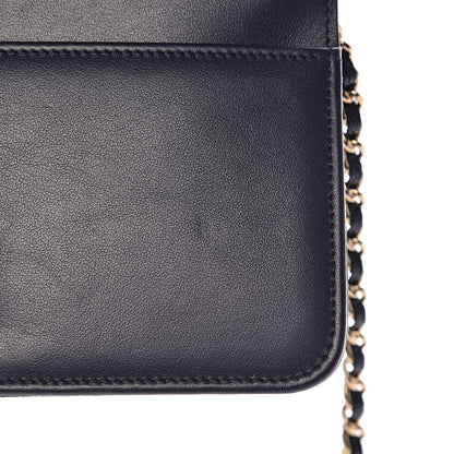 Chanel Caviar Chevron Quilted Boy Wallet On Chain WOC Blue 8 of 14