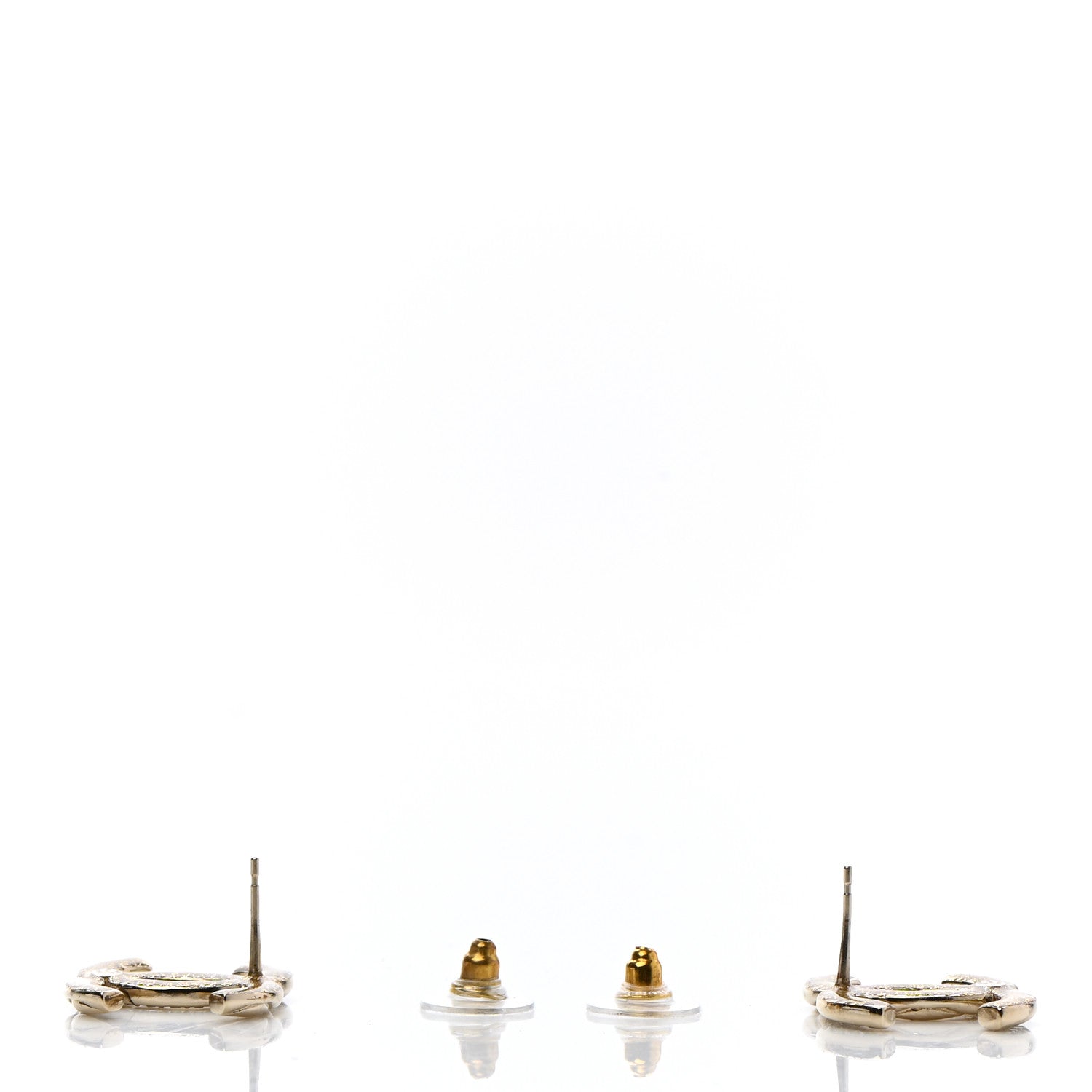 Chanel Crystal Glitter Quilted CC Earrings Light Gold 3 of 5