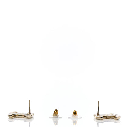 Chanel Crystal Glitter Quilted CC Earrings Light Gold 3 of 5