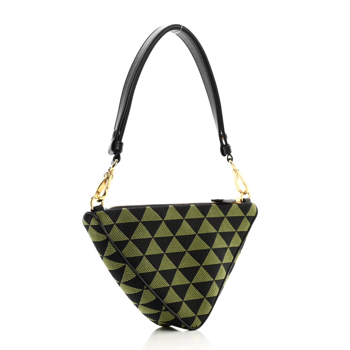 Jacquard Triangolo Symbole Embroidered Mini Triangle Bag Black Edera