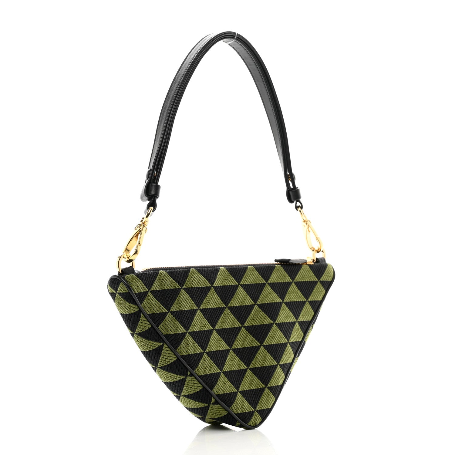Prada Jacquard Triangolo Symbole Embroidered Mini Triangle Bag Black Edera 3 of 9