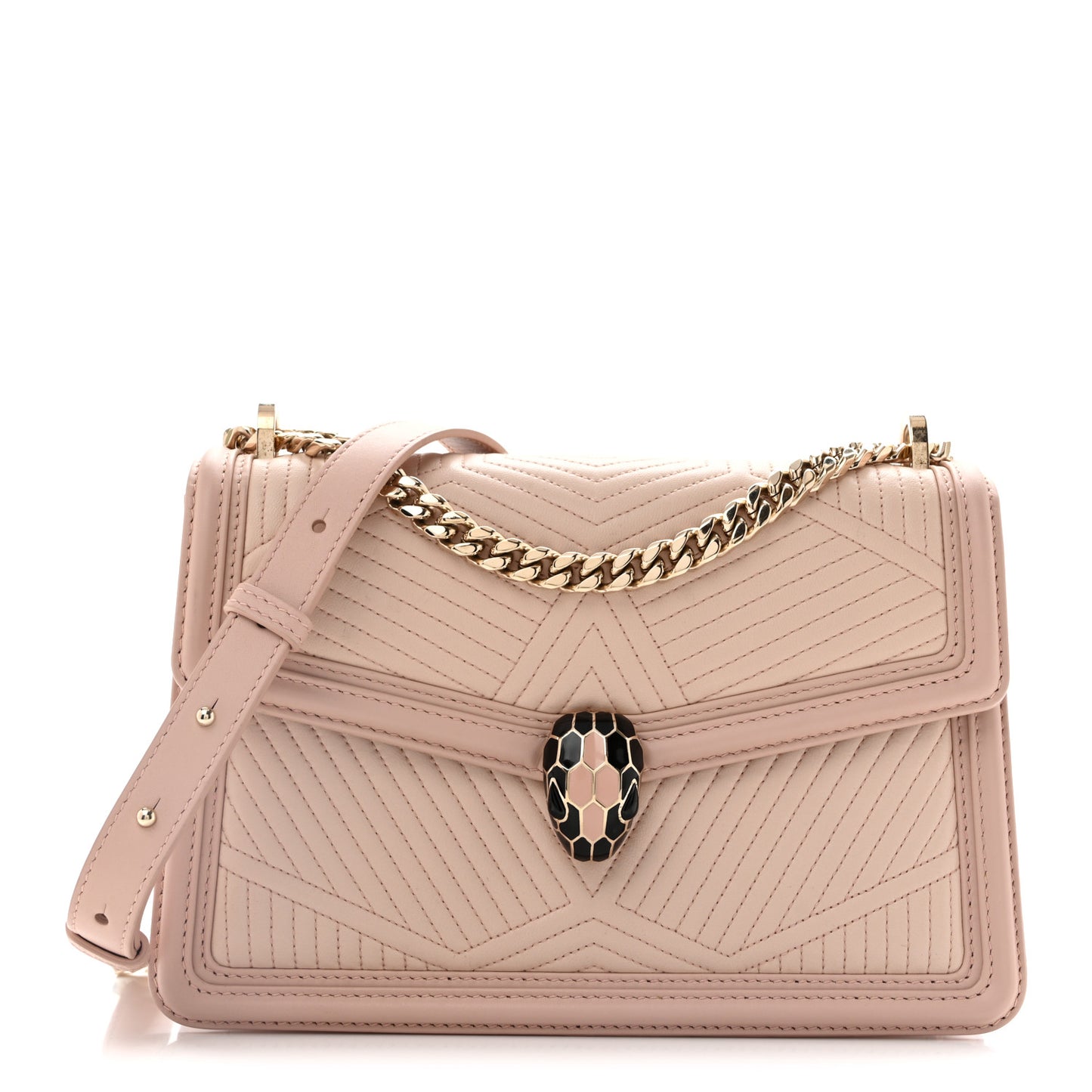 Nappa Quilted Calfskin Serpenti Forever Diamond Blast Shoulder Bag Crystal Rose