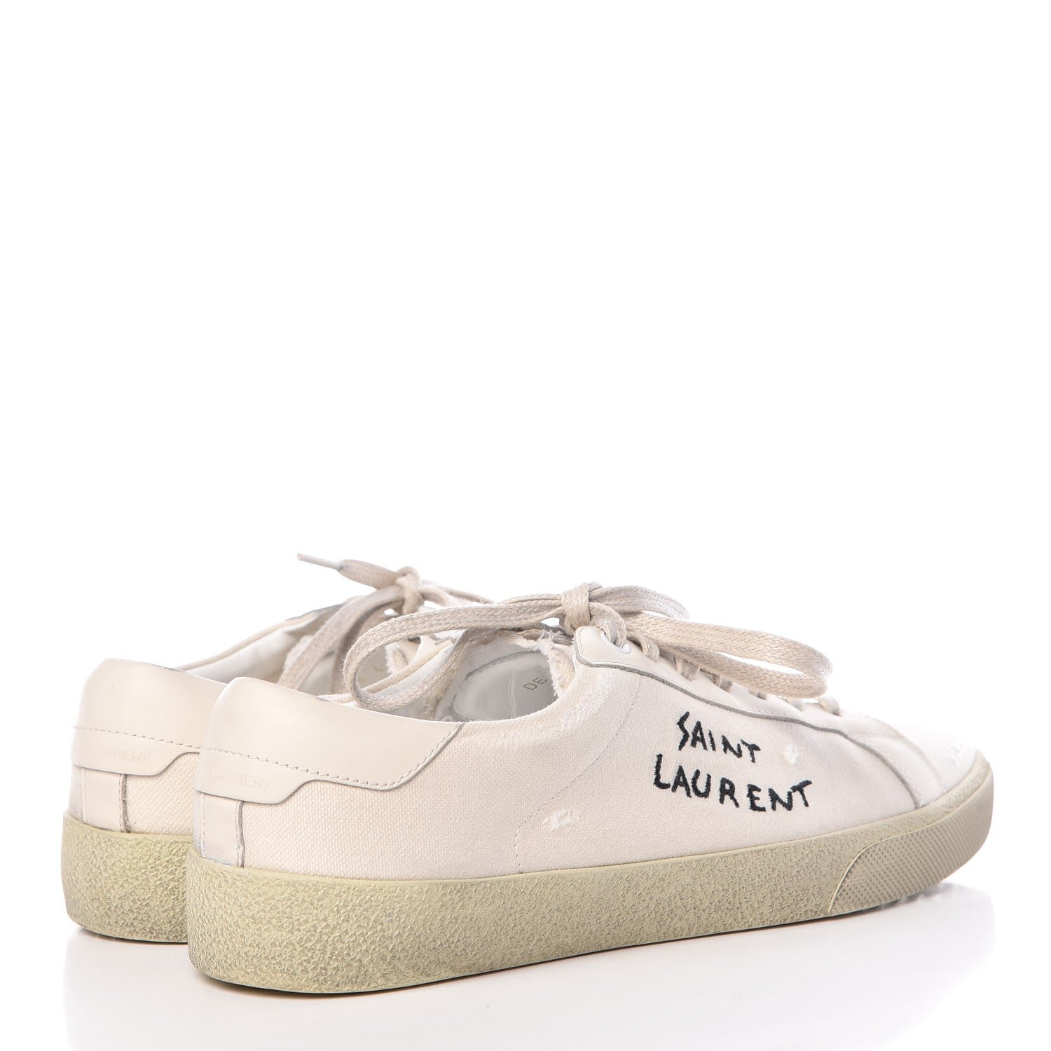 Saint Laurent Distressed Canvas Mens Elba Light Alpha Sigma Sneakers 40 Blanc Optique 4 of 9