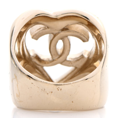 Chanel Metal CC Heart Ring 52 Gold 3 of 6