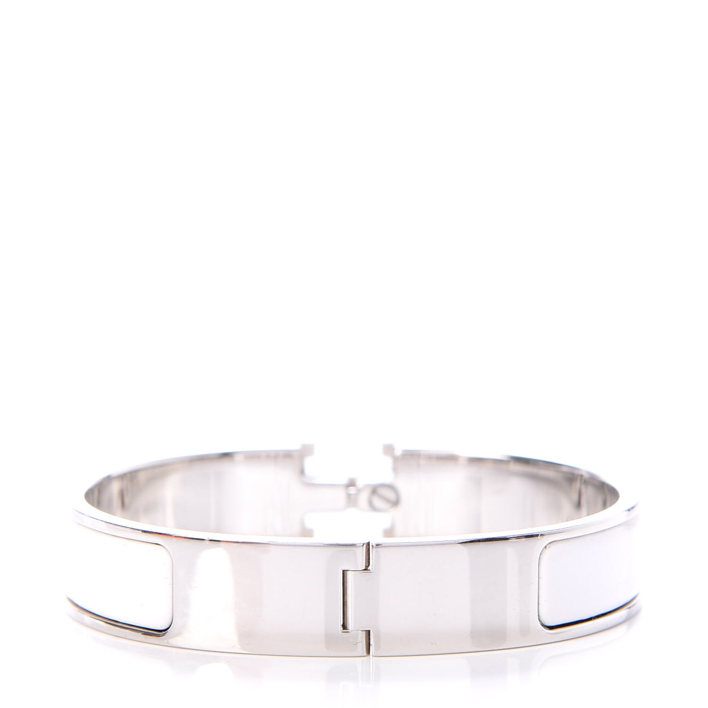 Enamel Narrow Clic Clac H Bracelet PM White