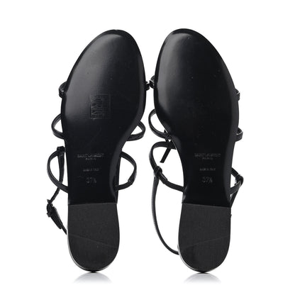 Saint Laurent Patent Calfskin Cassandra Monogram Sandals 37.5 Black 4 of 4