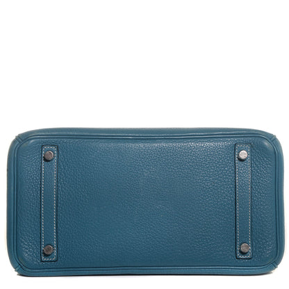 Hermes Taurillon Clemence Birkin 30 Blue Jean 17 of 21