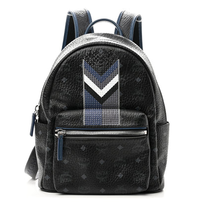 MCM Visetos Chevron Stripe Small Stark Backpack Black 1 of 9