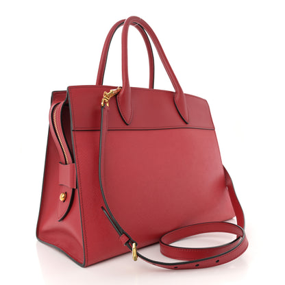 Prada Saffiano City Calfskin Medium Esplanade Rosso 3 of 13