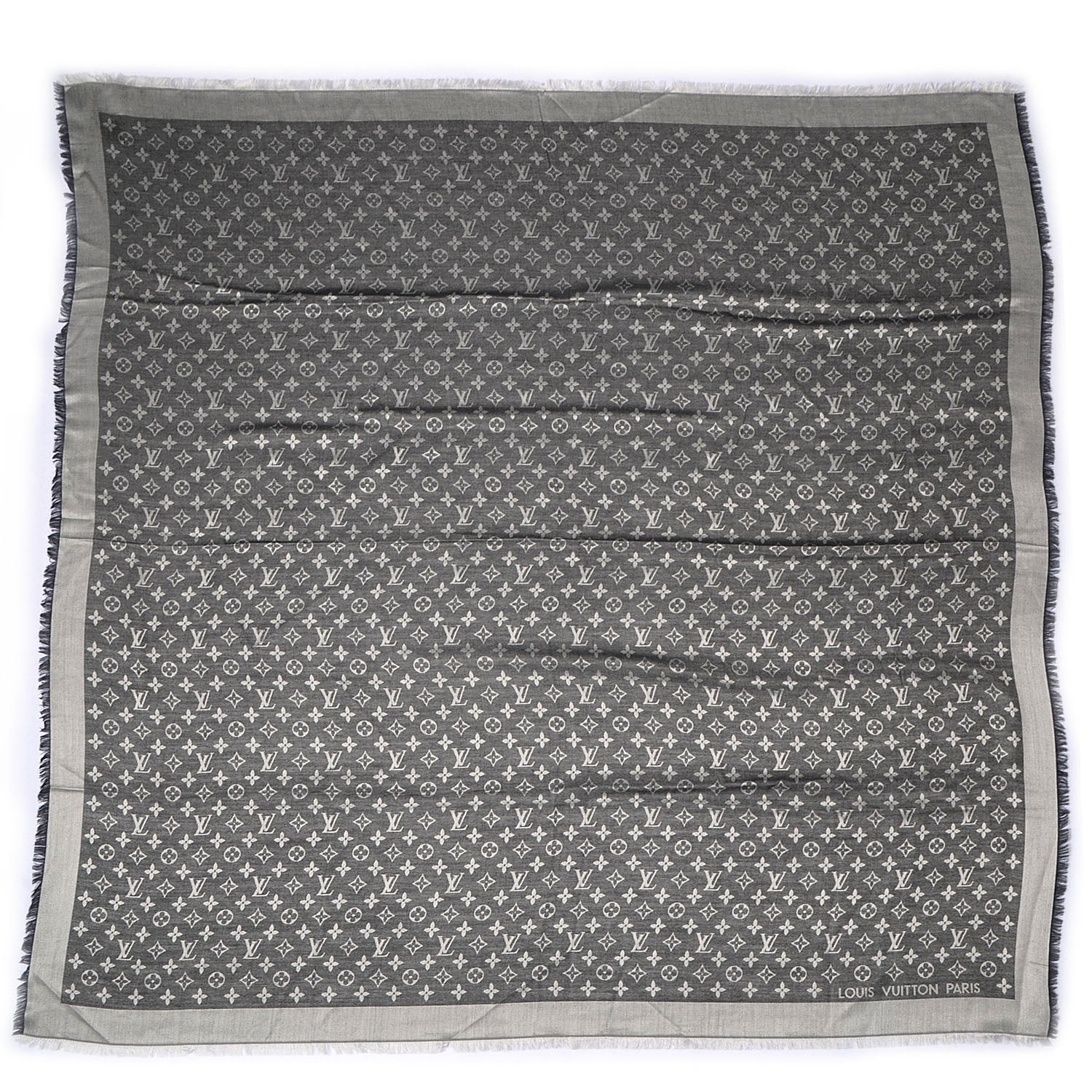Louis Vuitton Silk Wool Monogram Denim Shawl Black 4 of 5