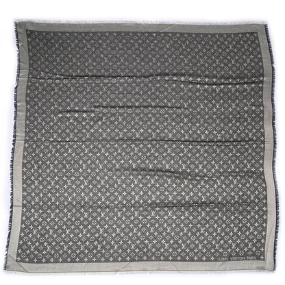 Louis Vuitton Silk Wool Monogram Denim Shawl Black 4 of 5