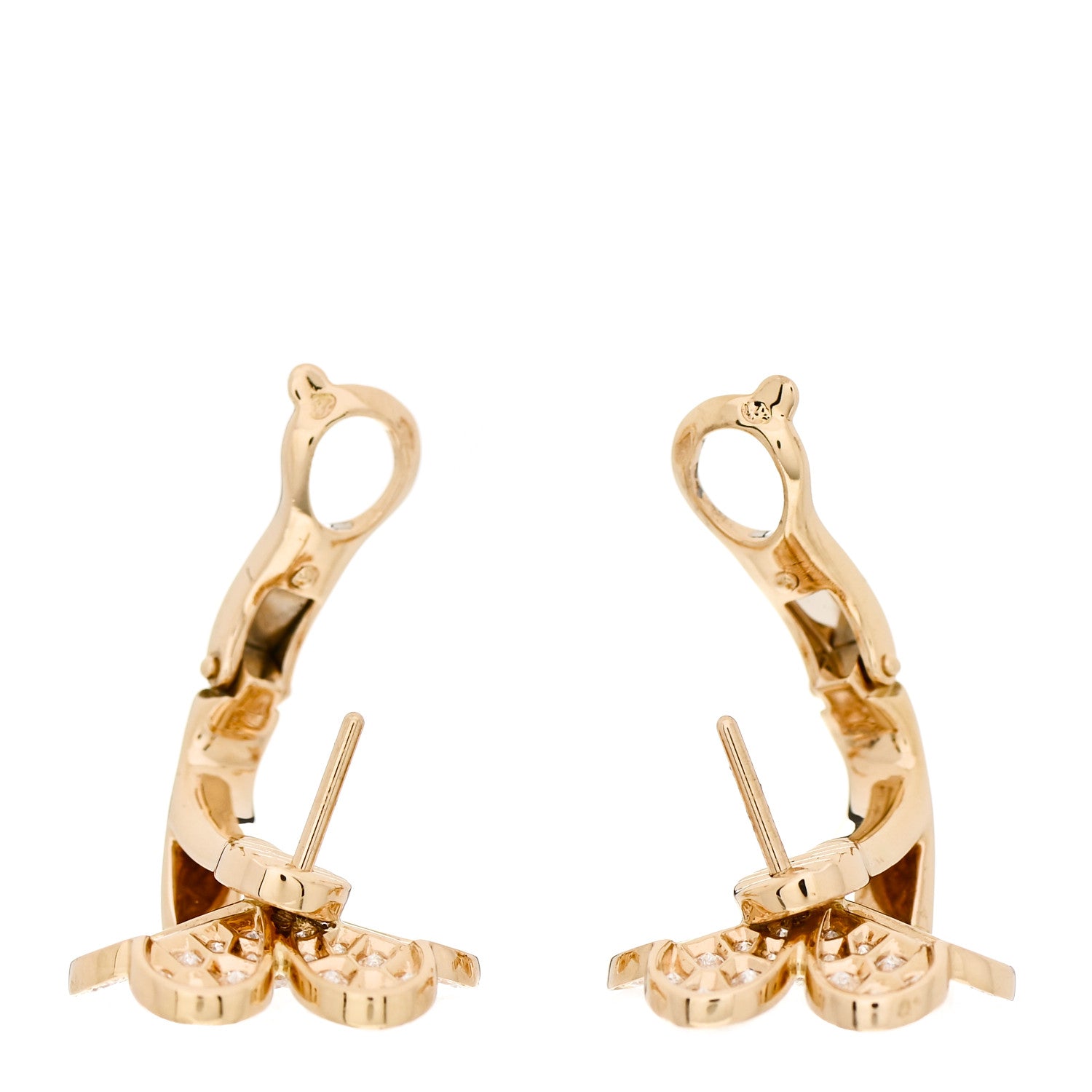 Van Cleef & Arpels 18K Yellow Gold Diamond Small Frivole Pave Earrings 3 of 5