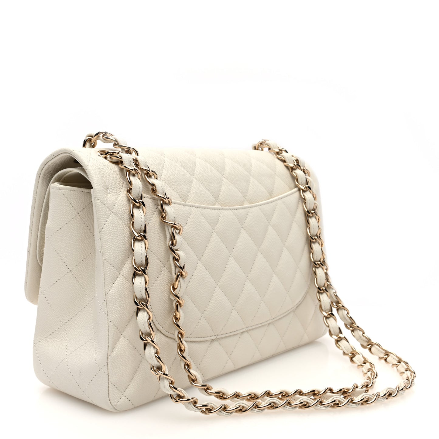Caviar Quilted Jumbo Double Flap White
