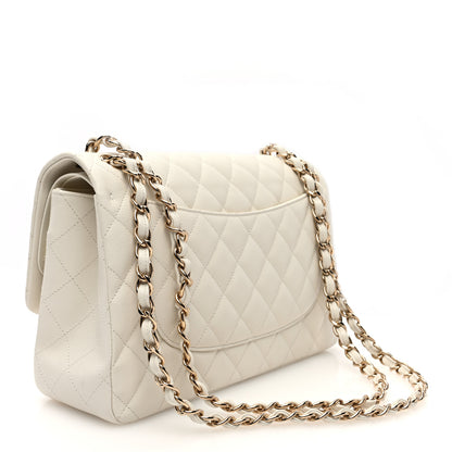 Chanel Caviar Quilted Jumbo Double Flap White 3 of 10