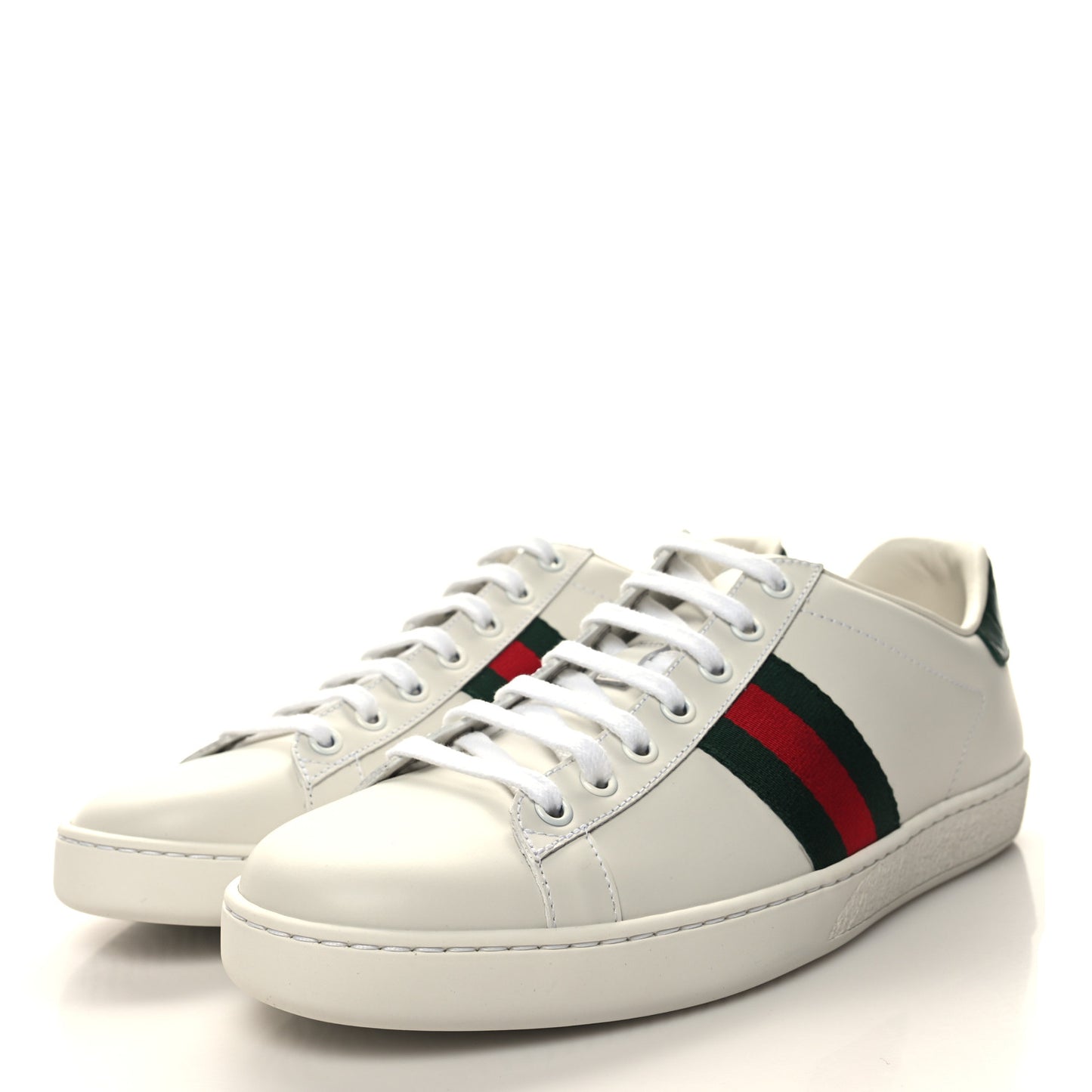 Calfskin Crocodile Web Womens Ace Sneakers 40.5 White Green