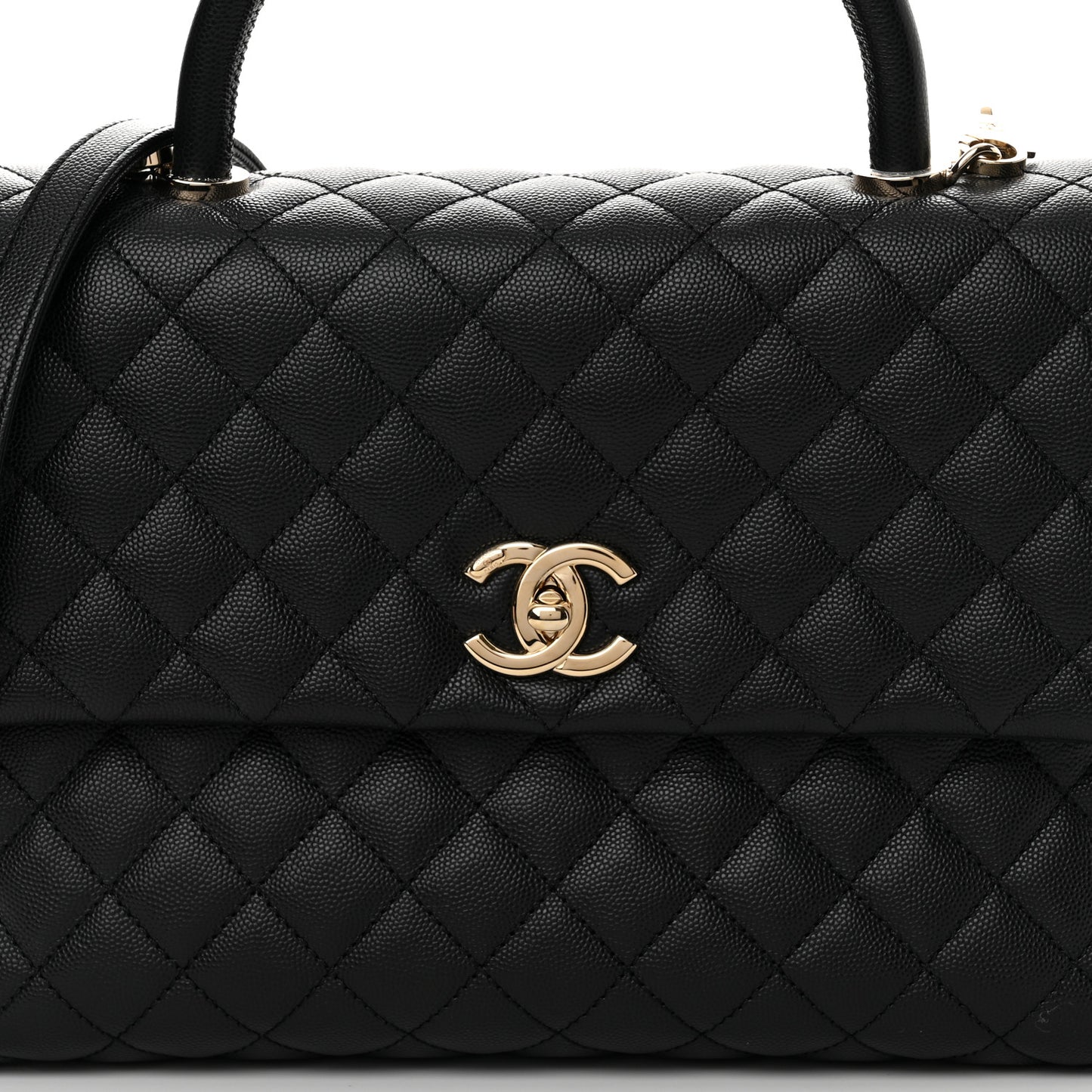 Caviar Quilted Medium Coco Handle Flap Black