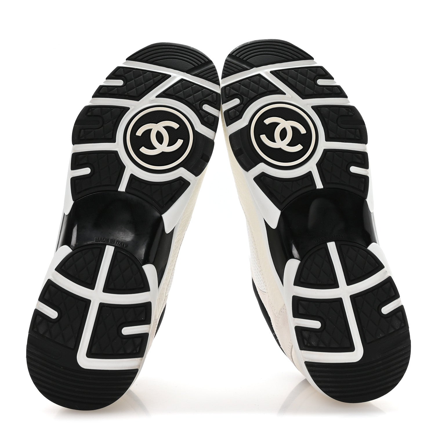 Chanel Mesh Suede Calfskin Grained Calfskin Womens CC Sneakers 41 White Black 6 of 8