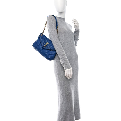 Saint Laurent Lambskin Quilted Small Loulou Puffer Monogram Chain Satchel Majorele Blue 2 of 11