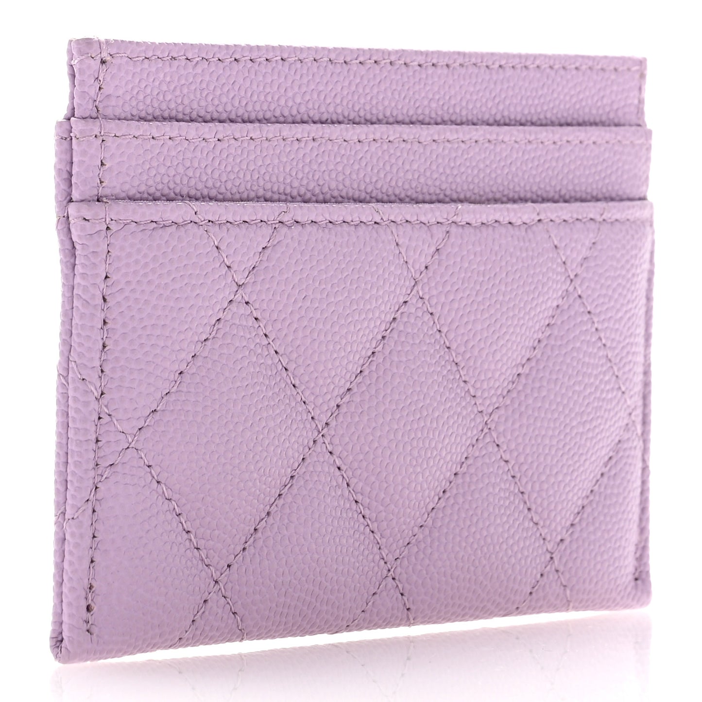 Caviar Quilted CC Logo Card Holder Light Purple