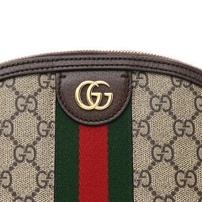Gucci GG Supreme Monogram Textured Dollar Calfskin Web Small Ophidia Dome Shoulder Bag Beige Ebony New Acero 8 of 10