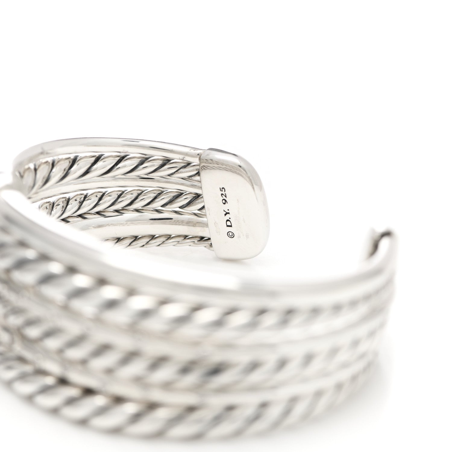 David Yurman Sterling Silver Diamond 29mm Pure Form Cuff Bracelet 3 of 3