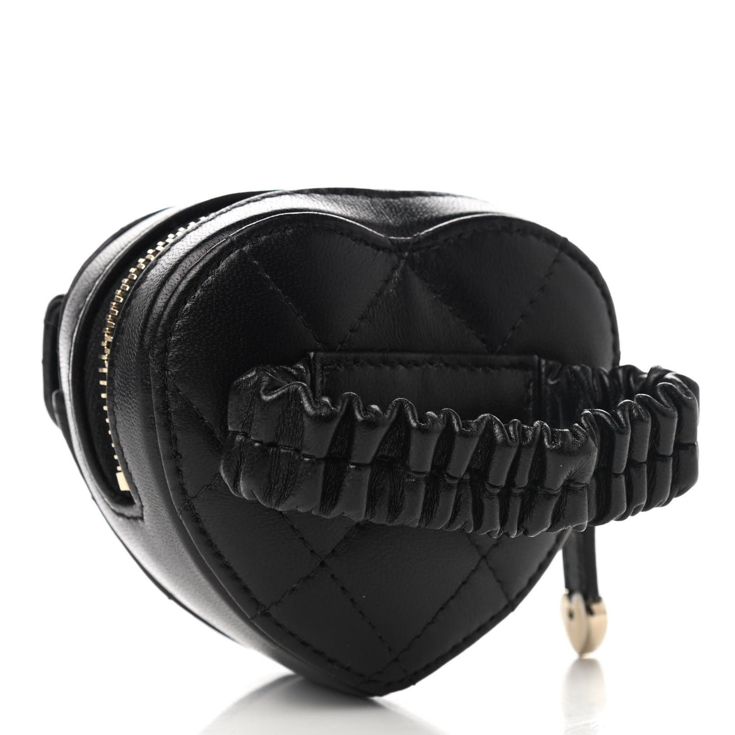 Lambskin Quilted CC In Love Heart Zipped Arm Coin Purse Black