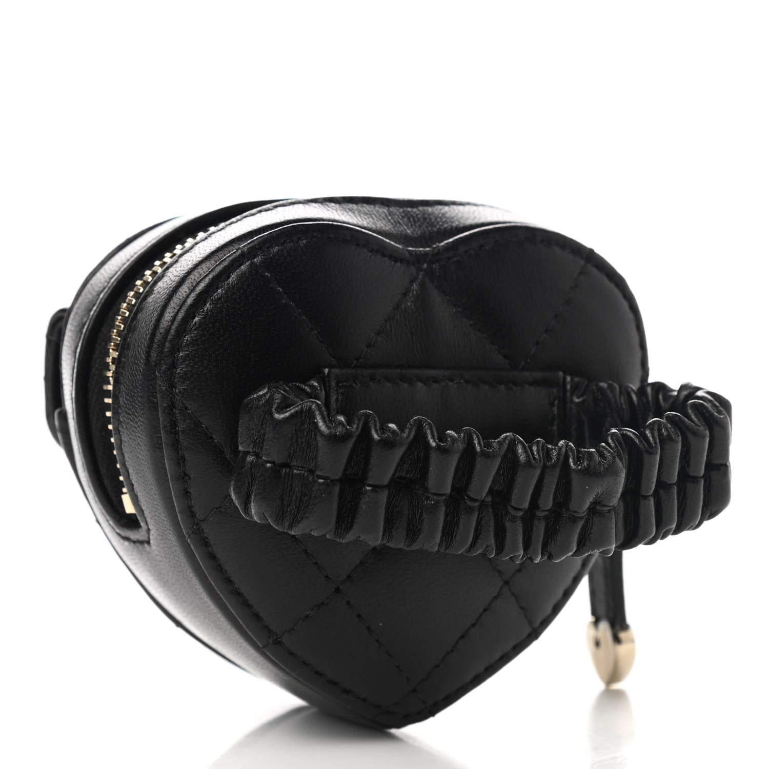 Chanel Lambskin Quilted CC In Love Heart Zipped Arm Coin Purse Black 3 of 8